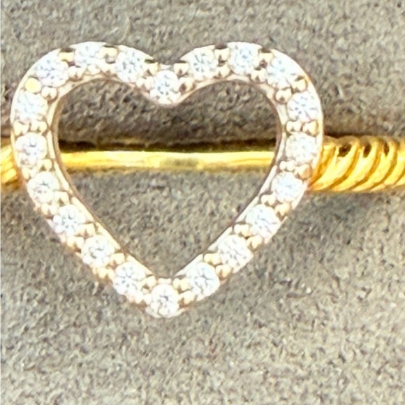 David Yurman 18K Yellow Gold Diamond Open Heart Ring 54 SZ 7 - Picture 8 of 9
